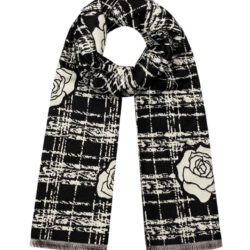 Sjaal beige / zwart roos