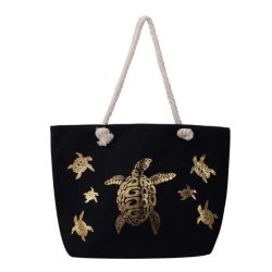 Strandtas schildpadden zwart